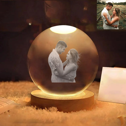 ✨Bola de Cristal LED con Foto | Lámpara Personalizada